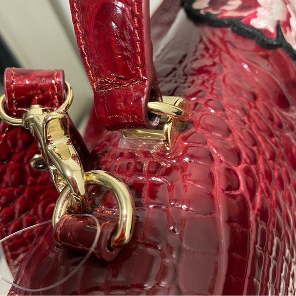 LIKE NEW Brahmin Gabriella - Chianti Rossini Croc Embossed & Rose Embroidery - Picture 15 of 16